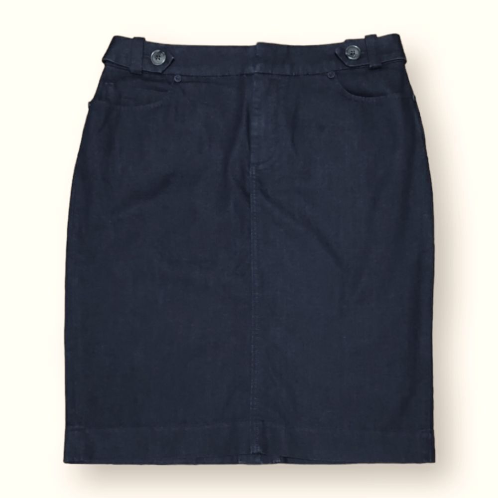Banana Republic Denim Split Pencil Skirt With Side Buttoned Straps US 8